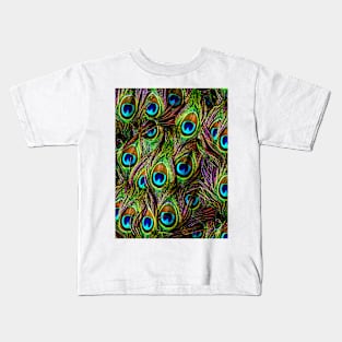 Peacock Feathers Invasion Kids T-Shirt